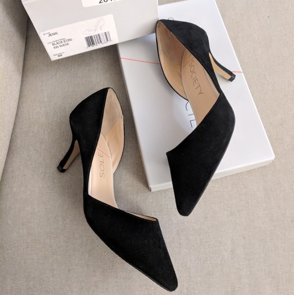 Sole Society Shoes - Sole Society Black Suede Jenn D'Orsay Heels